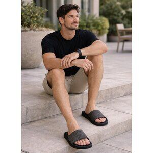 Michael Kors MK Logo Slide Sandals Black Mens Size 8.5M Rubber Sole